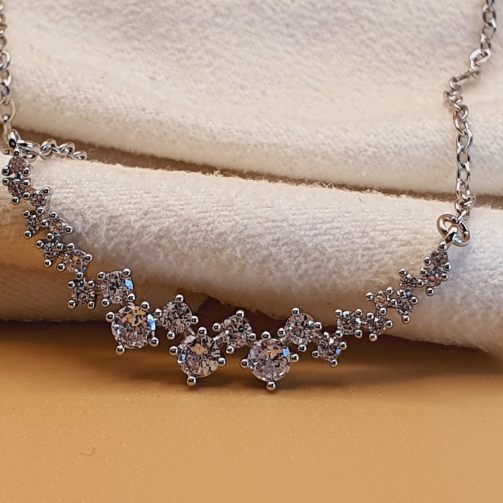 💎Stainless Steel Crystal New Design Simple Choker Necklace for Women, INDN8637 - Picture 3 of 5